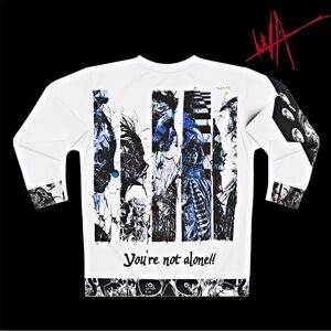 Graphic Long Sleeve Shirt with Blue and Black Design